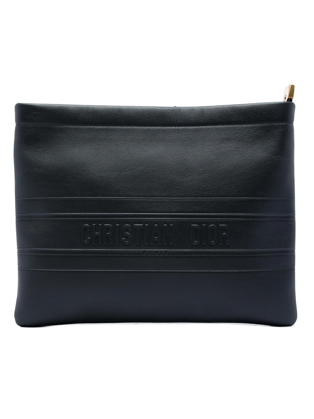 Dior Embossed Calfskin Logo Zip Clutch #359779D72B